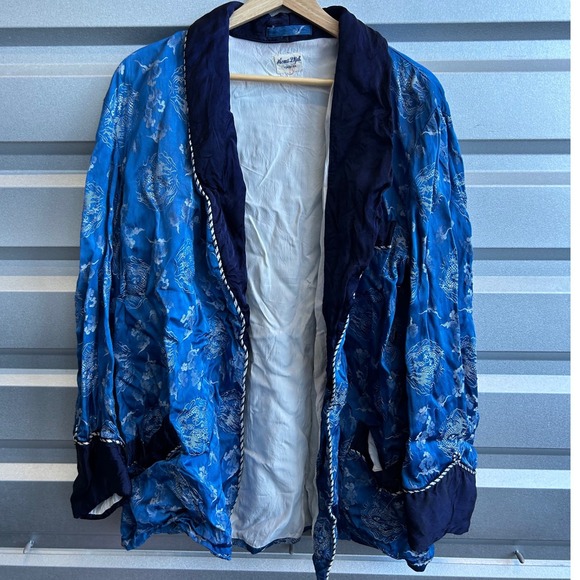 Vintage 60's Acme Yokohama Blue Dragon Smoking Jacket Mens Y2K Streetwear - Picture 1 of 9